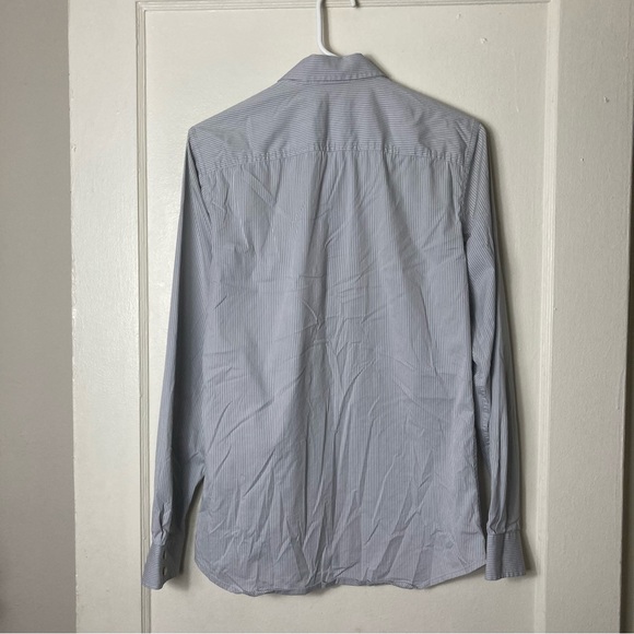 Armani Exchange gray textured stripe snap button up shirt mens S slim - Picture 10 of 11